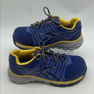 Reebok Arion Oxford Women's Size 7.5W Purple Yellow Composite Toe Work Sneakers
